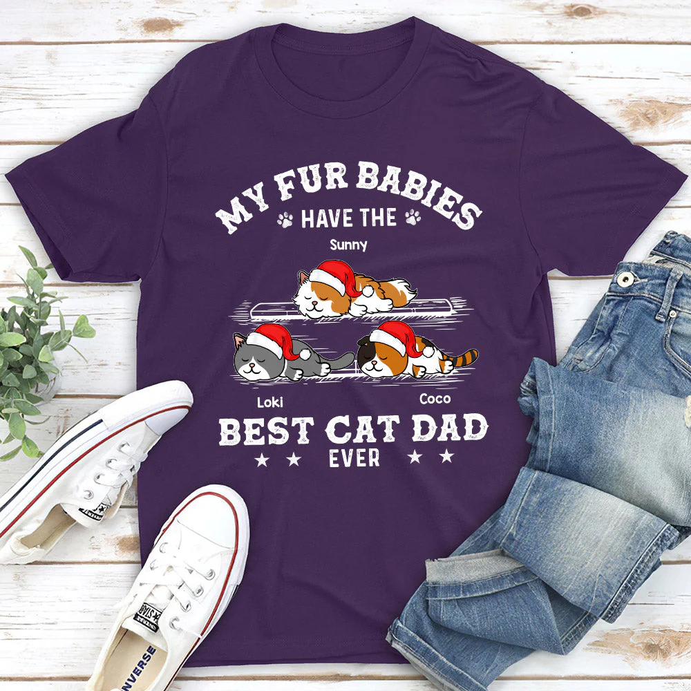 The Best Cat Dad - Personalized Custom Unisex T-shirt - Image 3