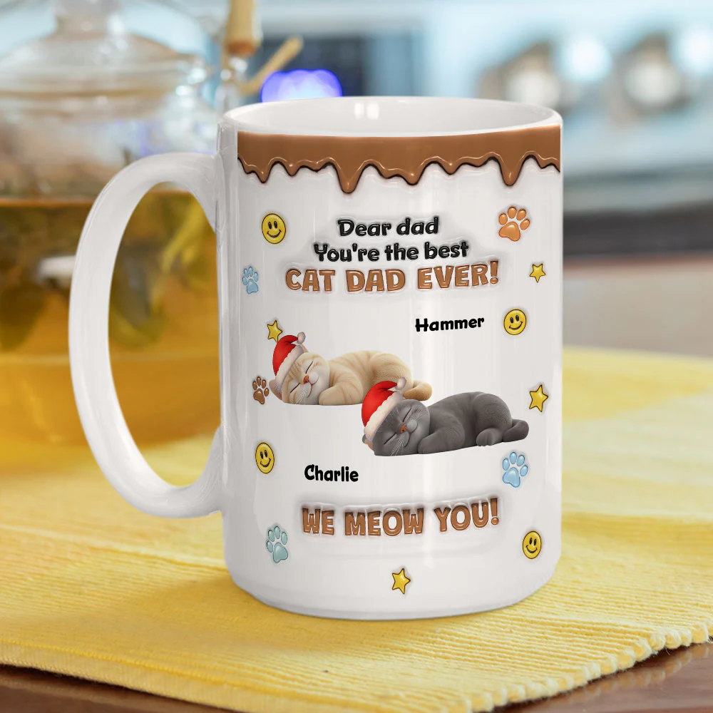 The Best Christmas Cat Parents - Personalized Custom 3D Inflated Effect Mug - Image 2