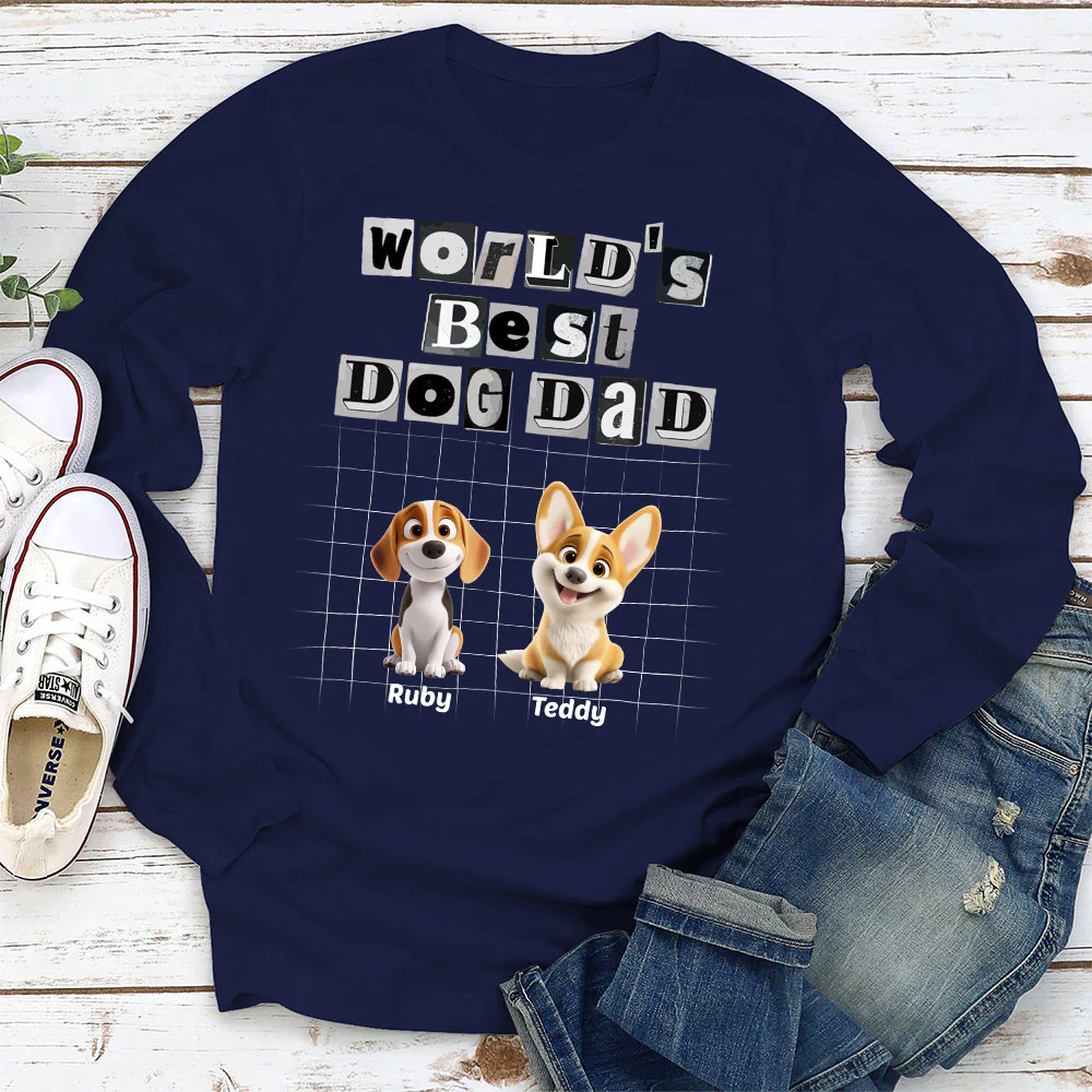 The Best Dad Dog - Personalized Custom Long Sleeve T-shirt - Image 2