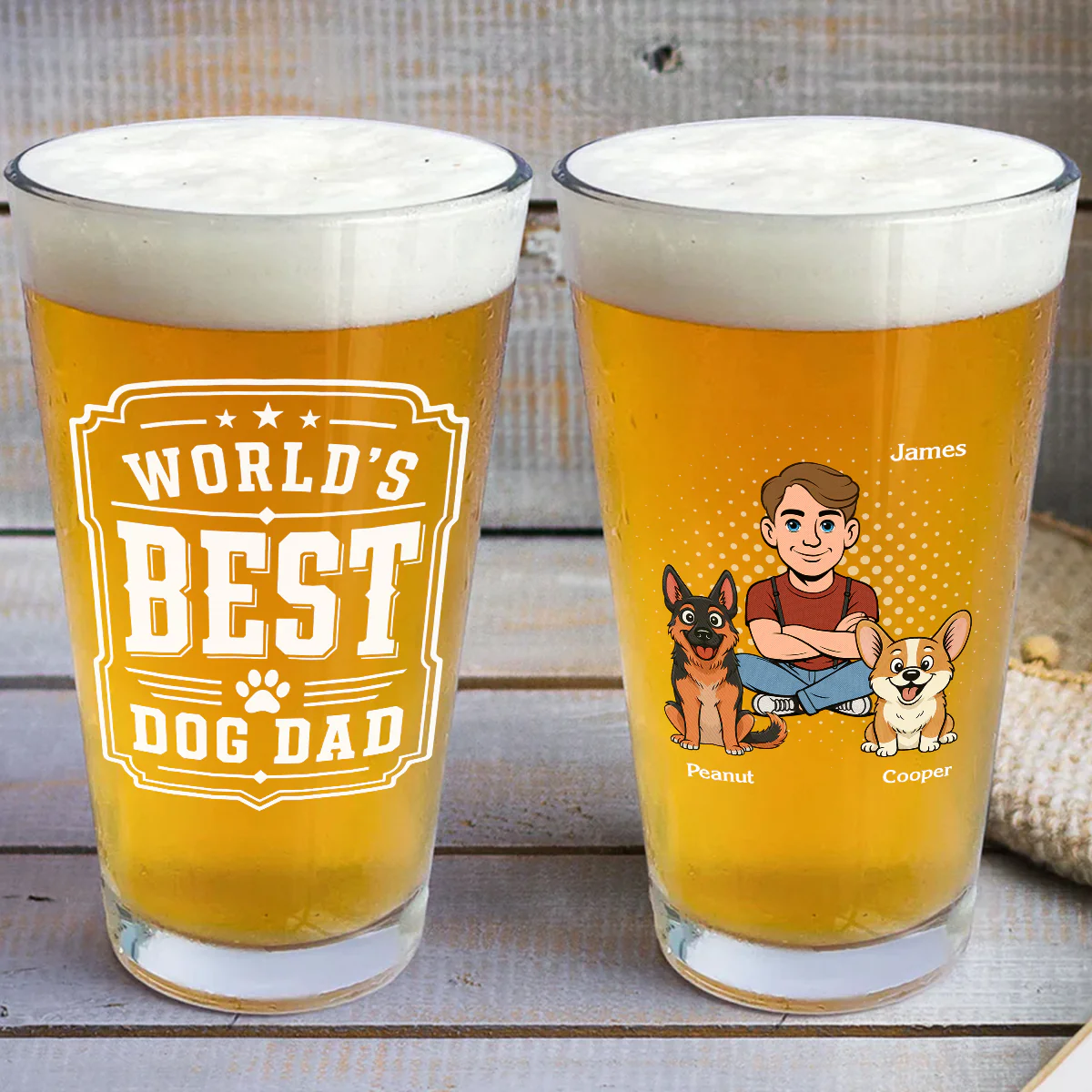 The Best Dad Of The World - Personalized Custom Beer Glass - Image 3