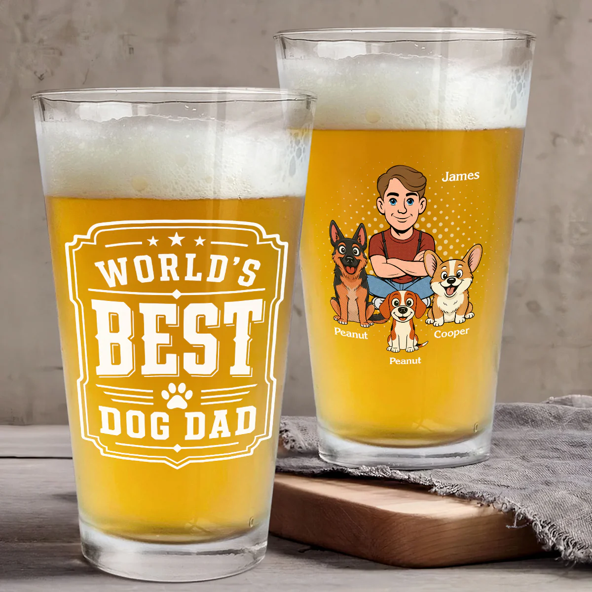 The Best Dad Of The World - Personalized Custom Beer Glass - Image 4