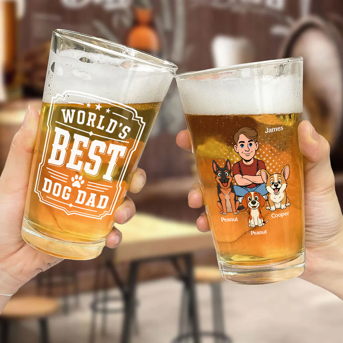 The Best Dad Of The World - Personalized Custom Beer Glass - Image 5