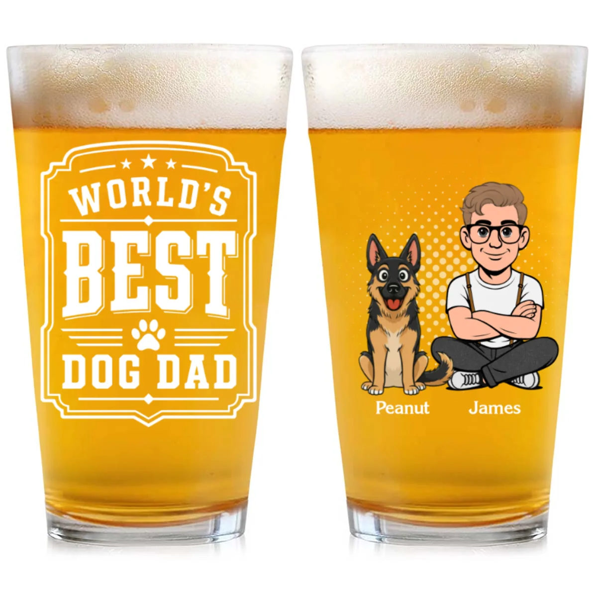 The Best Dad Of The World - Personalized Custom Beer Glass - Image 7