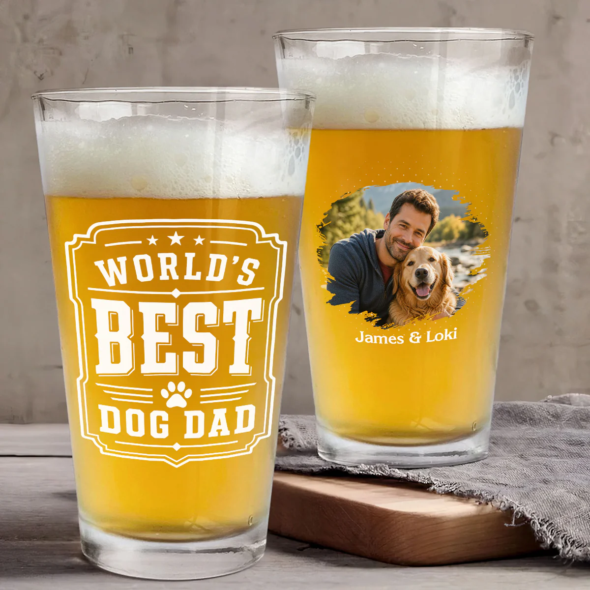 The Best Dad Of The World Photo - Personalized Custom Beer Glass - Image 3