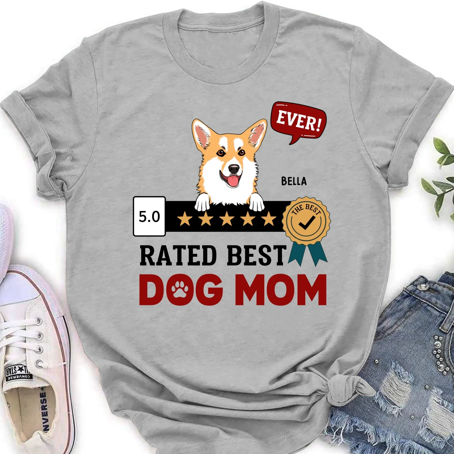 The Best Dog Mom Ever - Personalized Custom Women's T-Shirt - Image 7