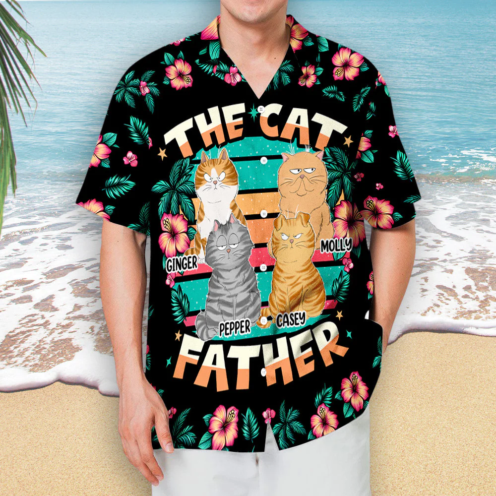 The Cat Father - Personalized Custom Hawaiian Shirt - Image 2