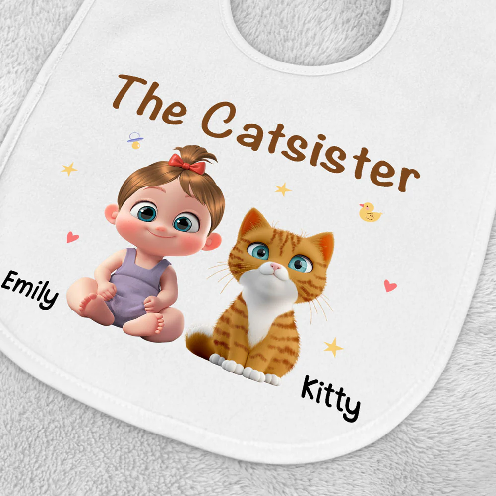 The Cat Sibling - Personalized Custom Baby Bib - Image 2