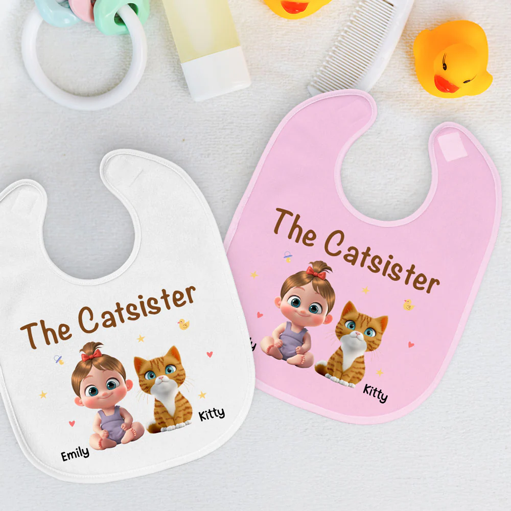 The Cat Sibling - Personalized Custom Baby Bib - Image 3