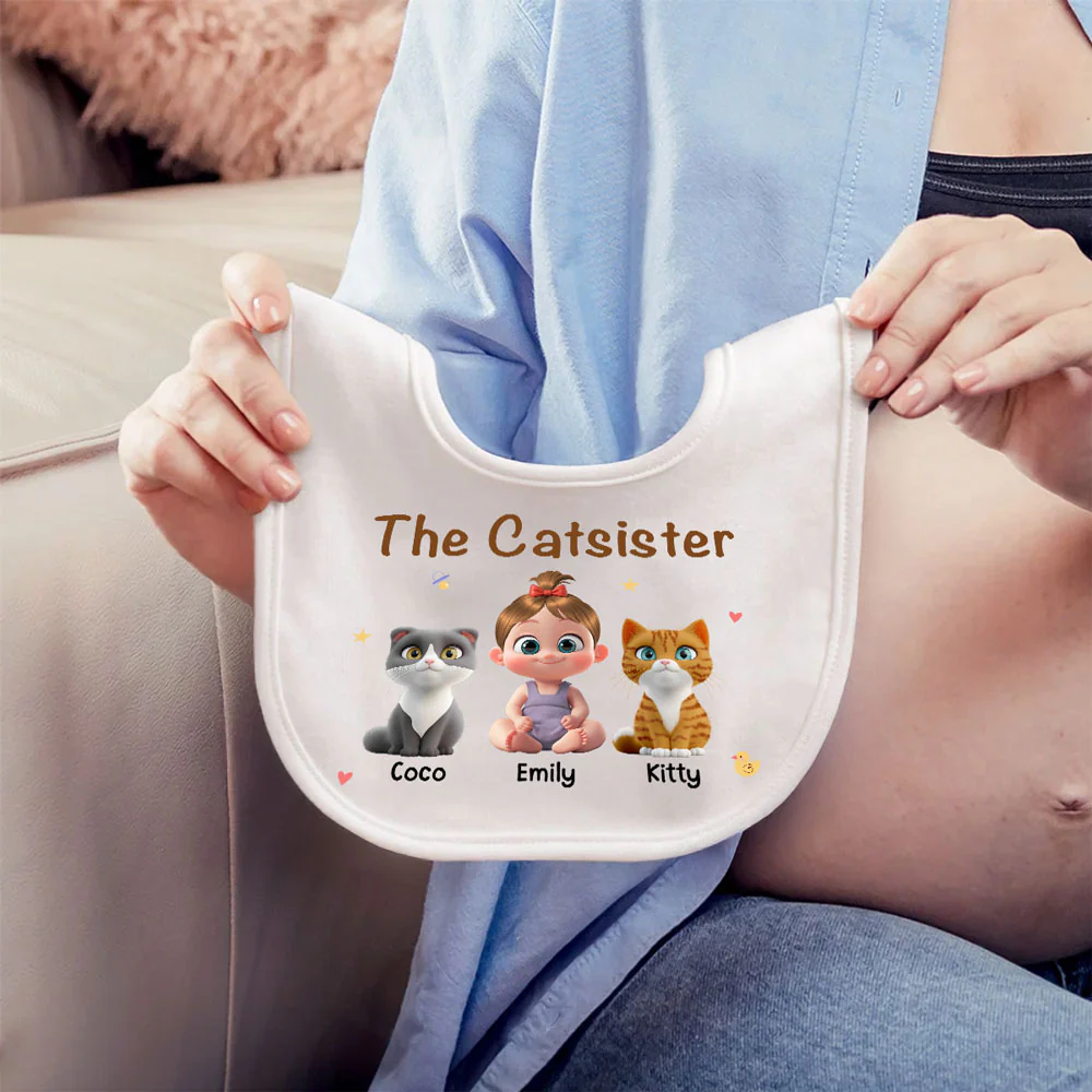 The Cat Sibling - Personalized Custom Baby Bib - Image 4