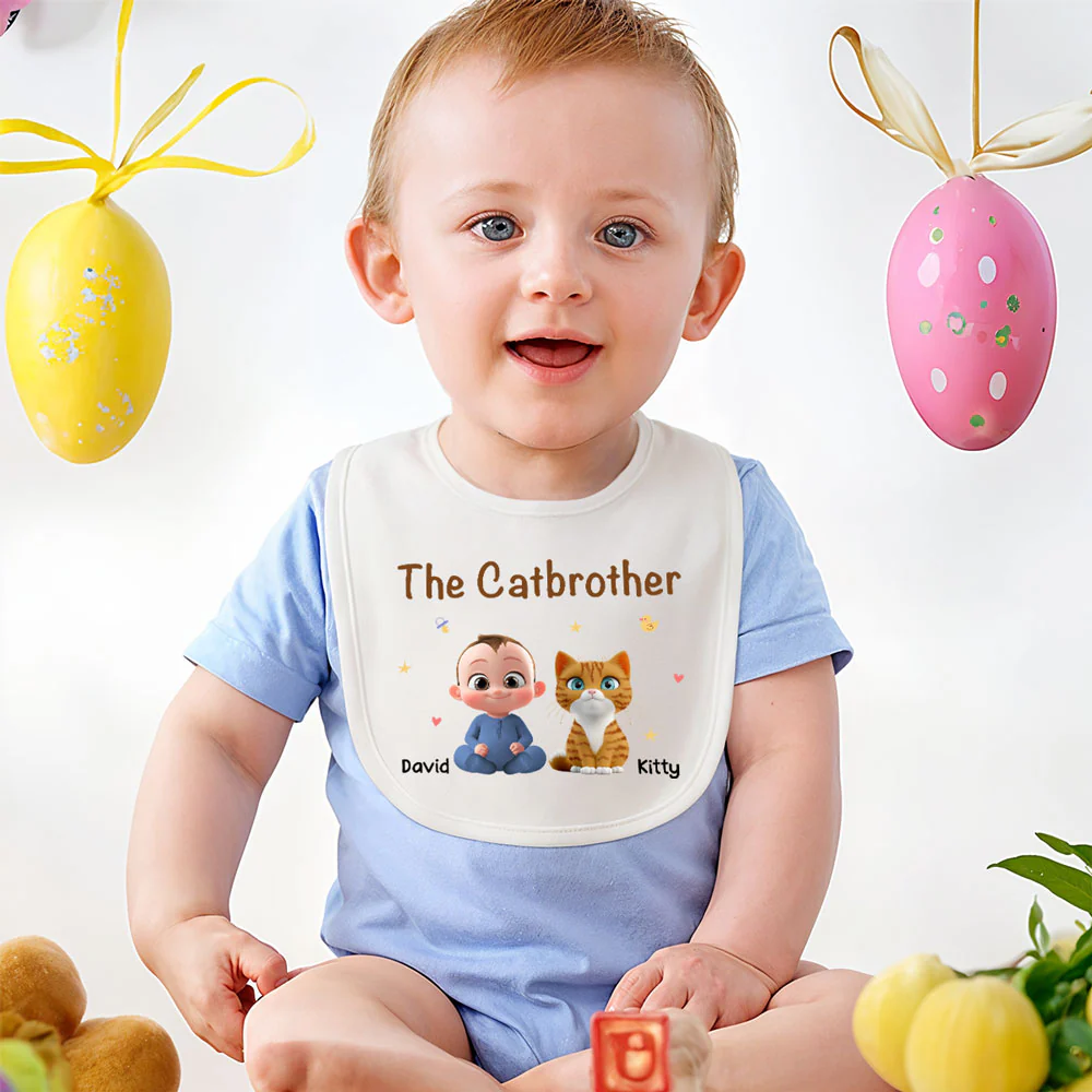 The Cat Sibling - Personalized Custom Baby Bib - Image 5