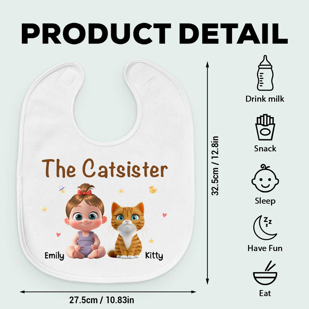 The Cat Sibling - Personalized Custom Baby Bib - Image 6