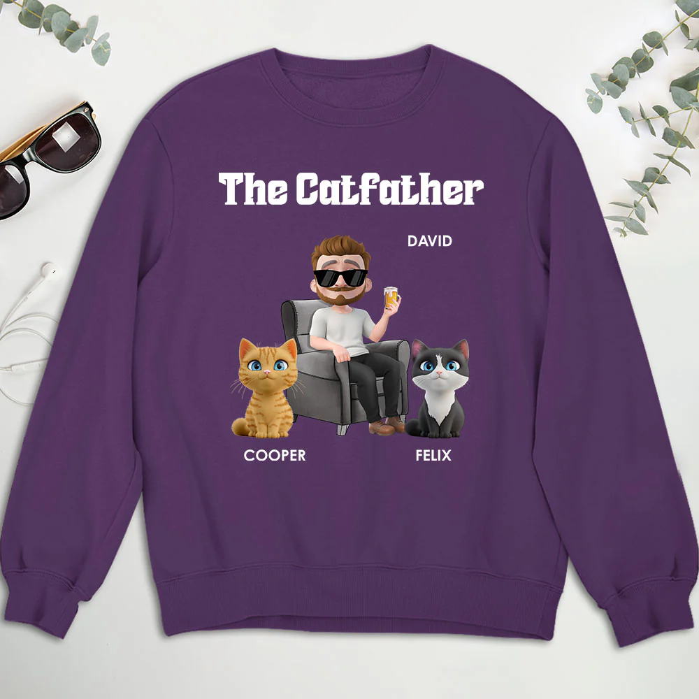 The Catfather Cartoon - Personalized Custom Sweatshirt - Image 4