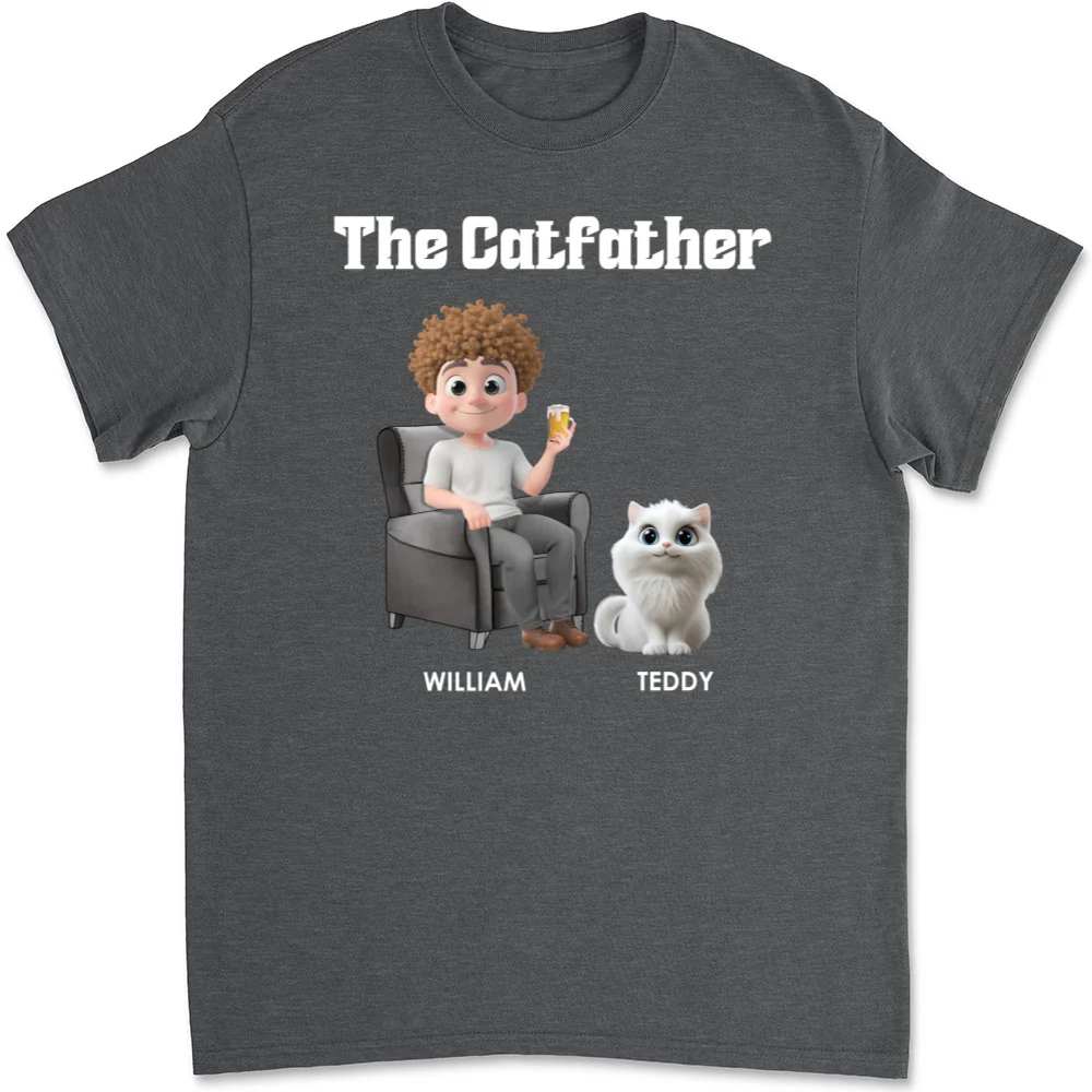 The Catfather Cartoon - Personalized Custom Unisex T-shirt - Image 10