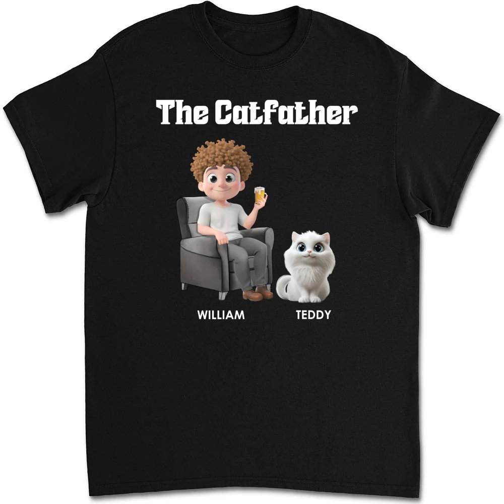 The Catfather Cartoon - Personalized Custom Unisex T-shirt - Image 6