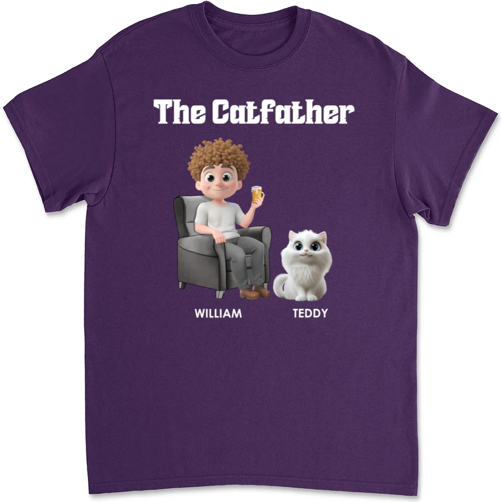 The Catfather Cartoon - Personalized Custom Unisex T-shirt - Image 9