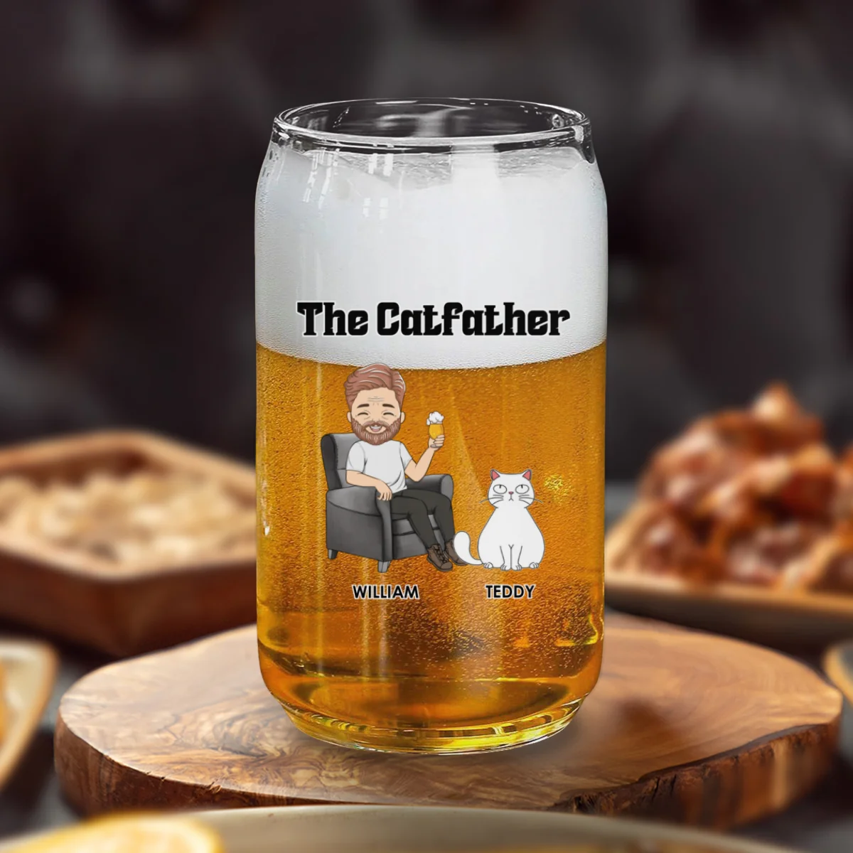 The Catfather - Personalized Custom Beer Can Glass - Image 6