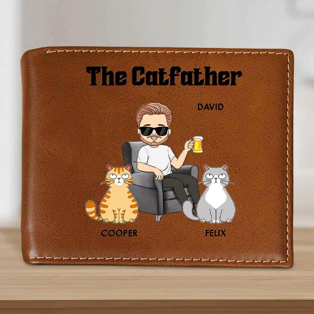 The Catfather - Personalized Custom Printed Men Leather Wallet