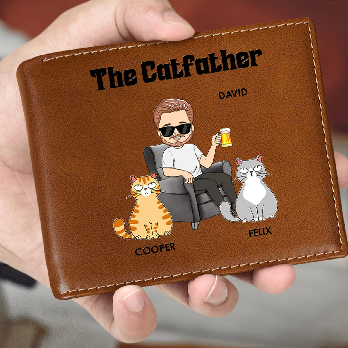 The Catfather - Personalized Custom Printed Men Leather Wallet - Image 2