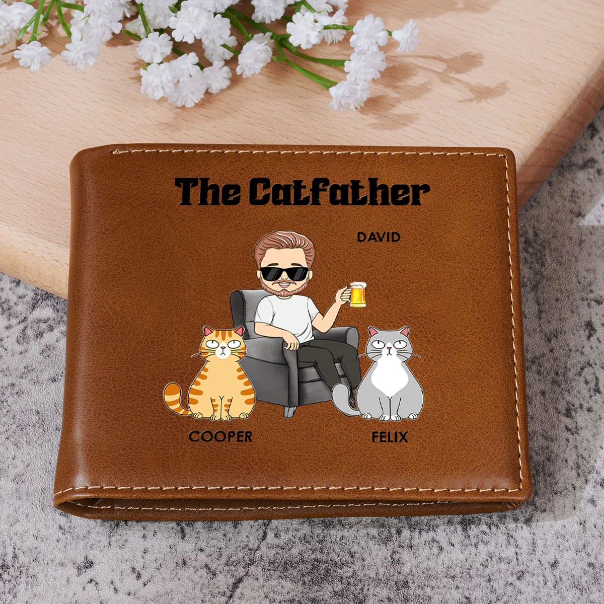 The Catfather - Personalized Custom Printed Men Leather Wallet - Image 4