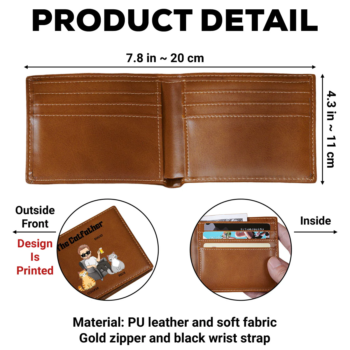 The Catfather - Personalized Custom Printed Men Leather Wallet - Image 5