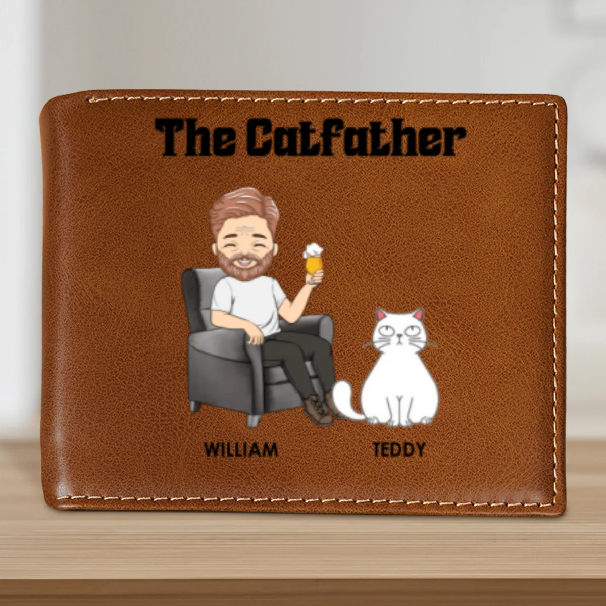 The Catfather - Personalized Custom Printed Men Leather Wallet - Image 6