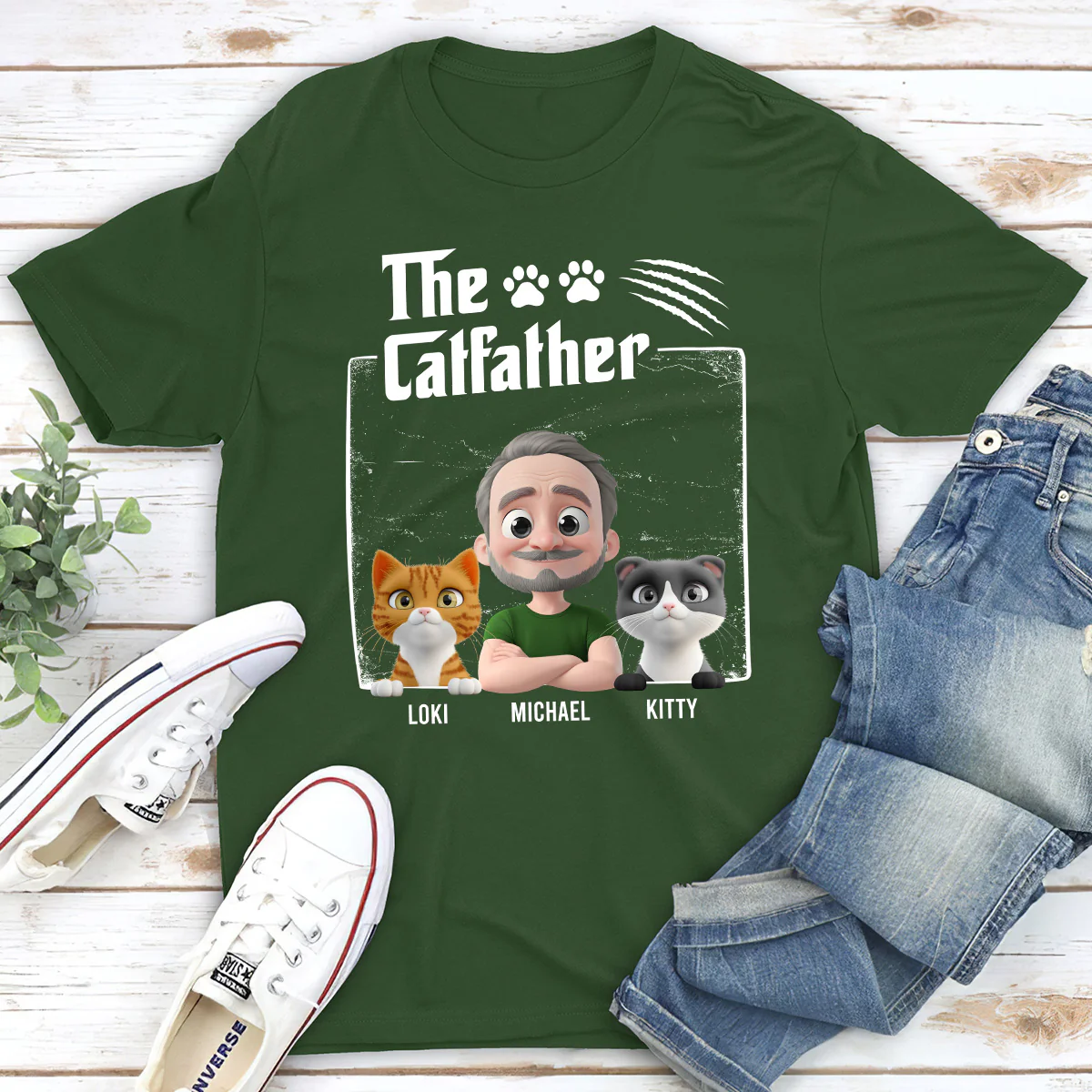 The Catfather - Personalized Custom Unisex T-Shirt - Image 3