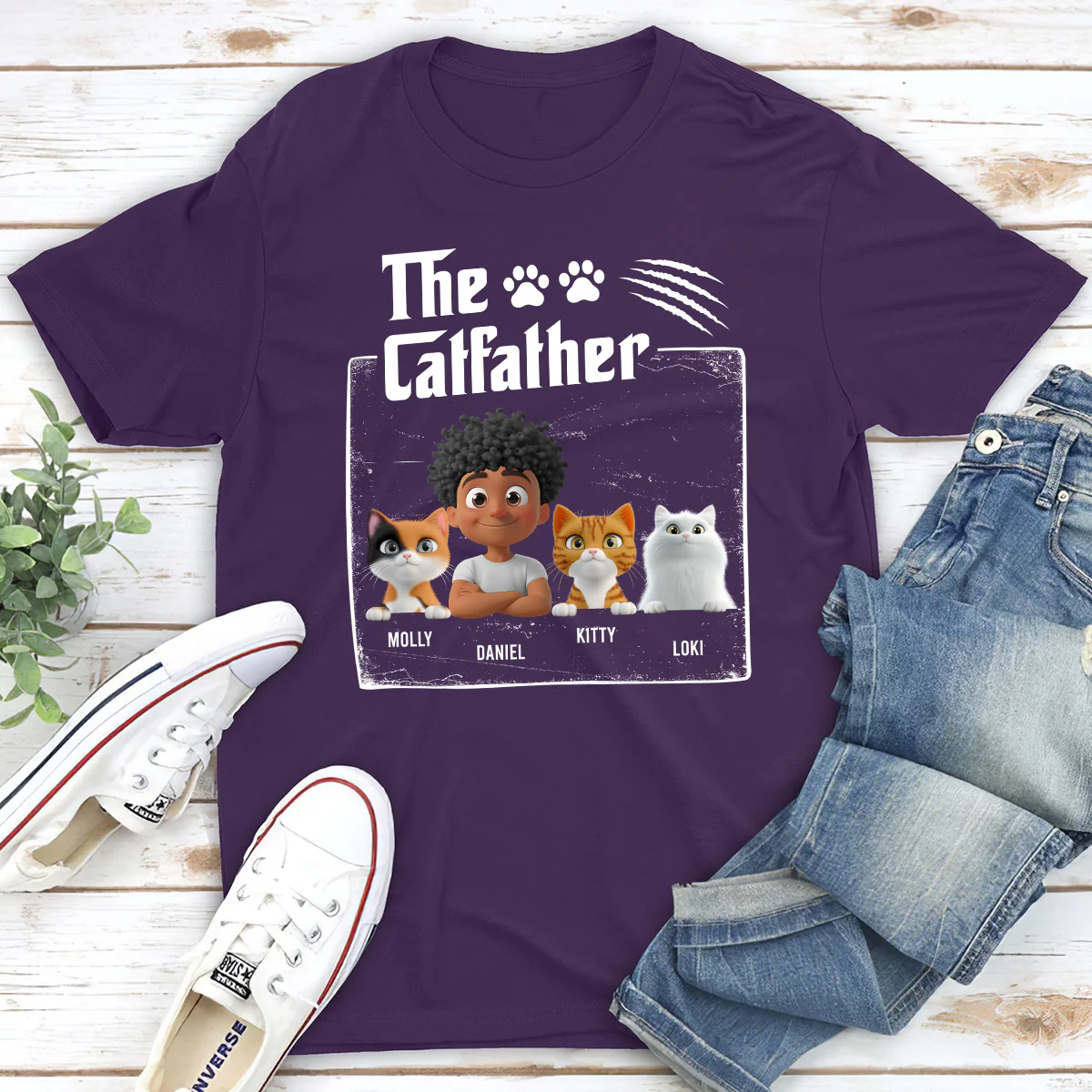 The Catfather - Personalized Custom Unisex T-Shirt - Image 4