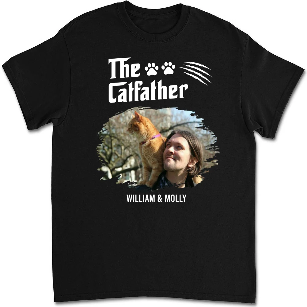 The Catfather Photo - Personalized Custom Unisex T-Shirt - Image 3