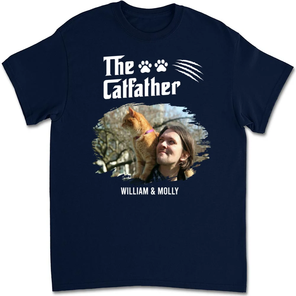 The Catfather Photo - Personalized Custom Unisex T-Shirt - Image 4
