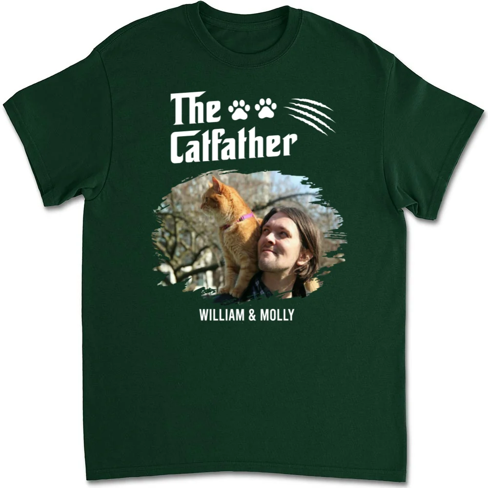The Catfather Photo - Personalized Custom Unisex T-Shirt - Image 5