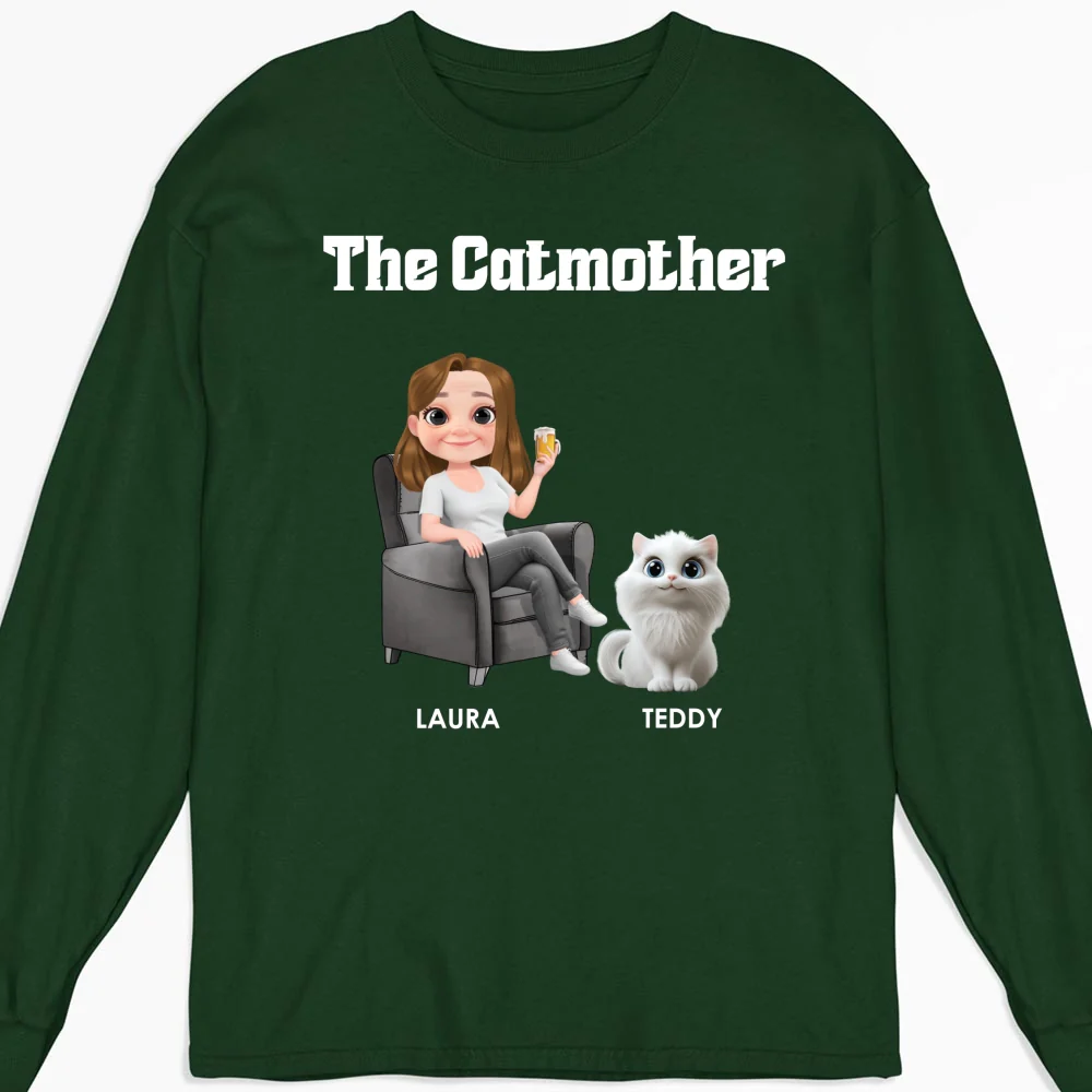 The Catmother Cartoon - Personalized Custom Long Sleeve T-shirt - Image 6