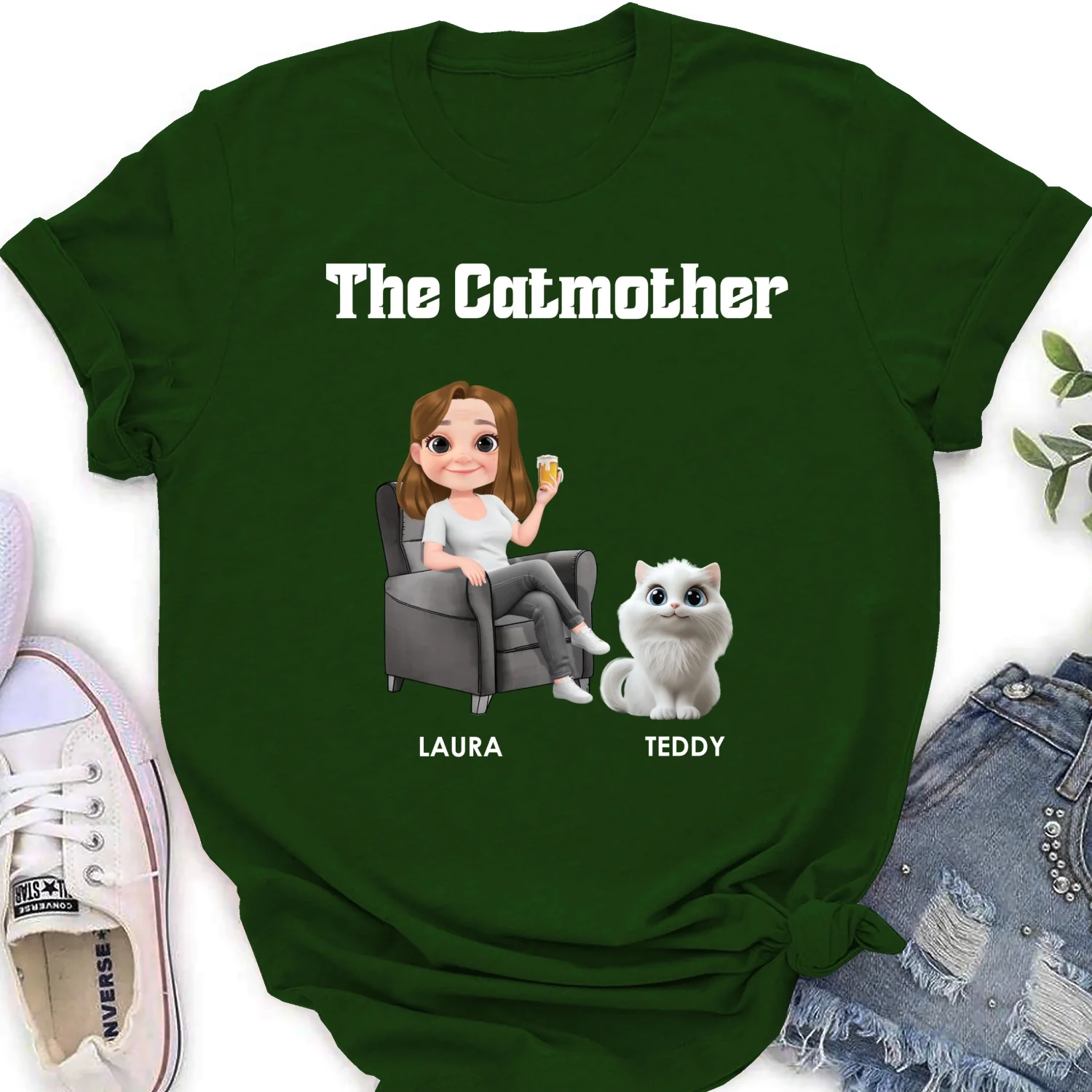 The Catmother Cartoon - Personalized Custom Women's T-shirt - Image 8