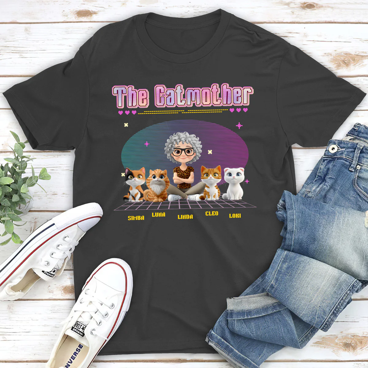 The Catmother Pixel - Personalized Custom Unisex T-shirt - Image 2
