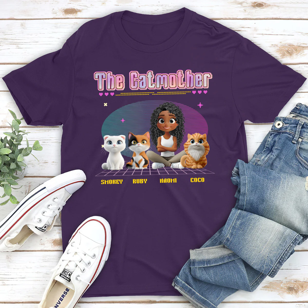The Catmother Pixel - Personalized Custom Unisex T-shirt - Image 3