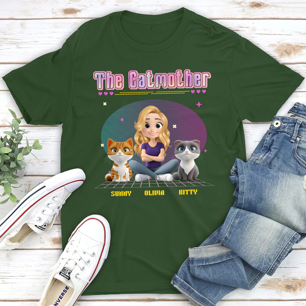 The Catmother Pixel - Personalized Custom Unisex T-shirt - Image 4