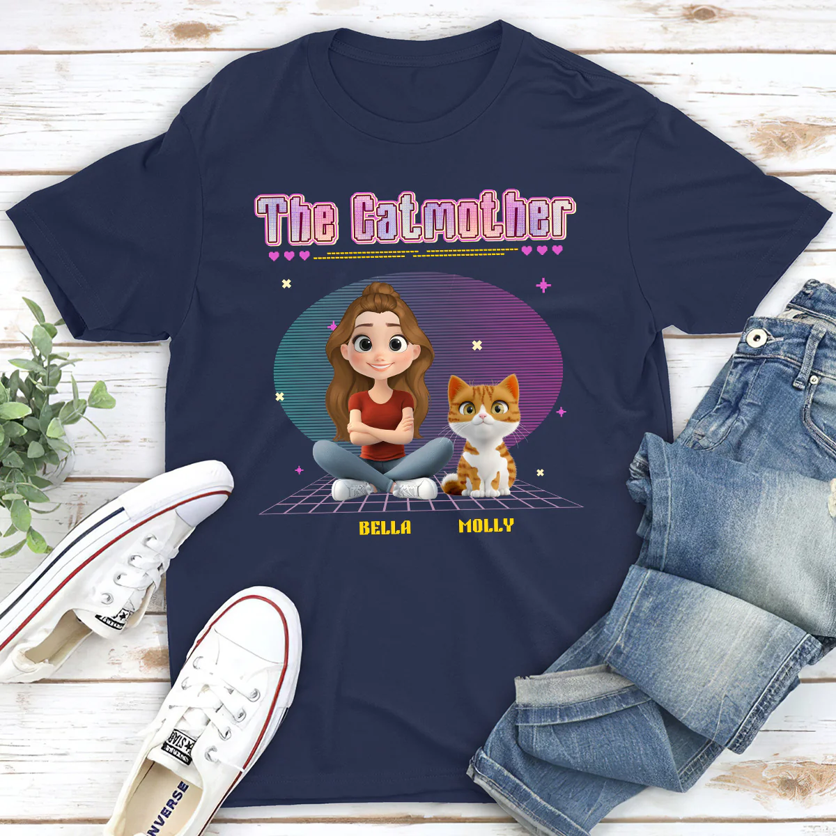 The Catmother Pixel - Personalized Custom Unisex T-shirt - Image 5