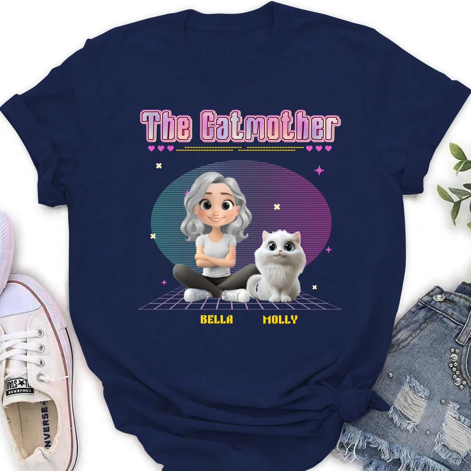 The Catmother Pixel - Personalized Custom Women's T-Shirt - Image 7