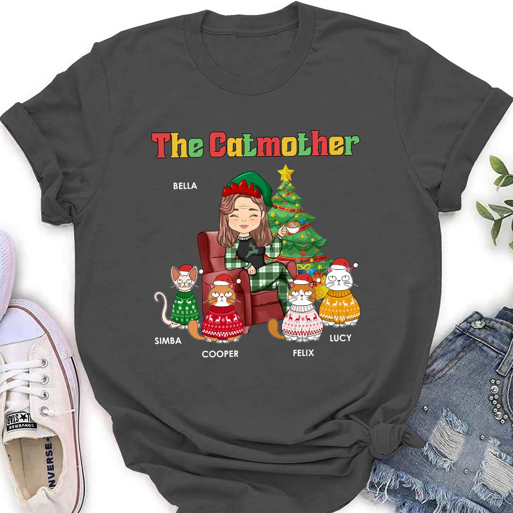 The Catparents Christmas - Personalized Custom Women's T-shirt - Image 3