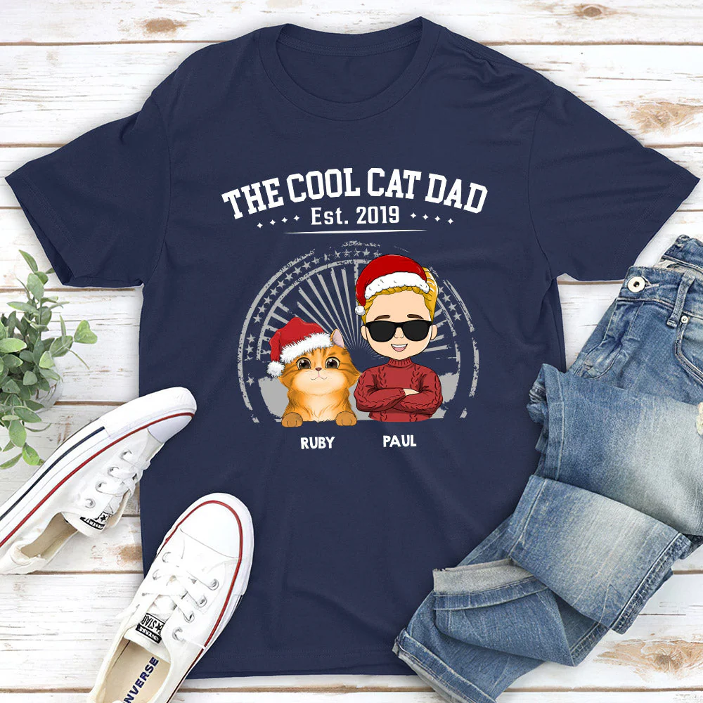 The Cool Cat Dad - Personalized Custom Unisex T-shirt - Image 2