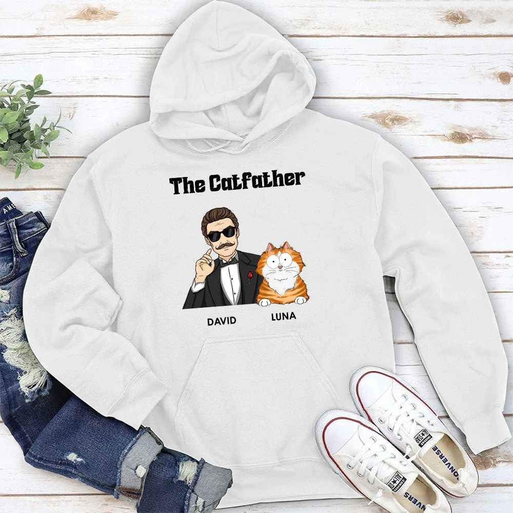 The Cool Catfather - Personalized Custom Hoodie - Image 2