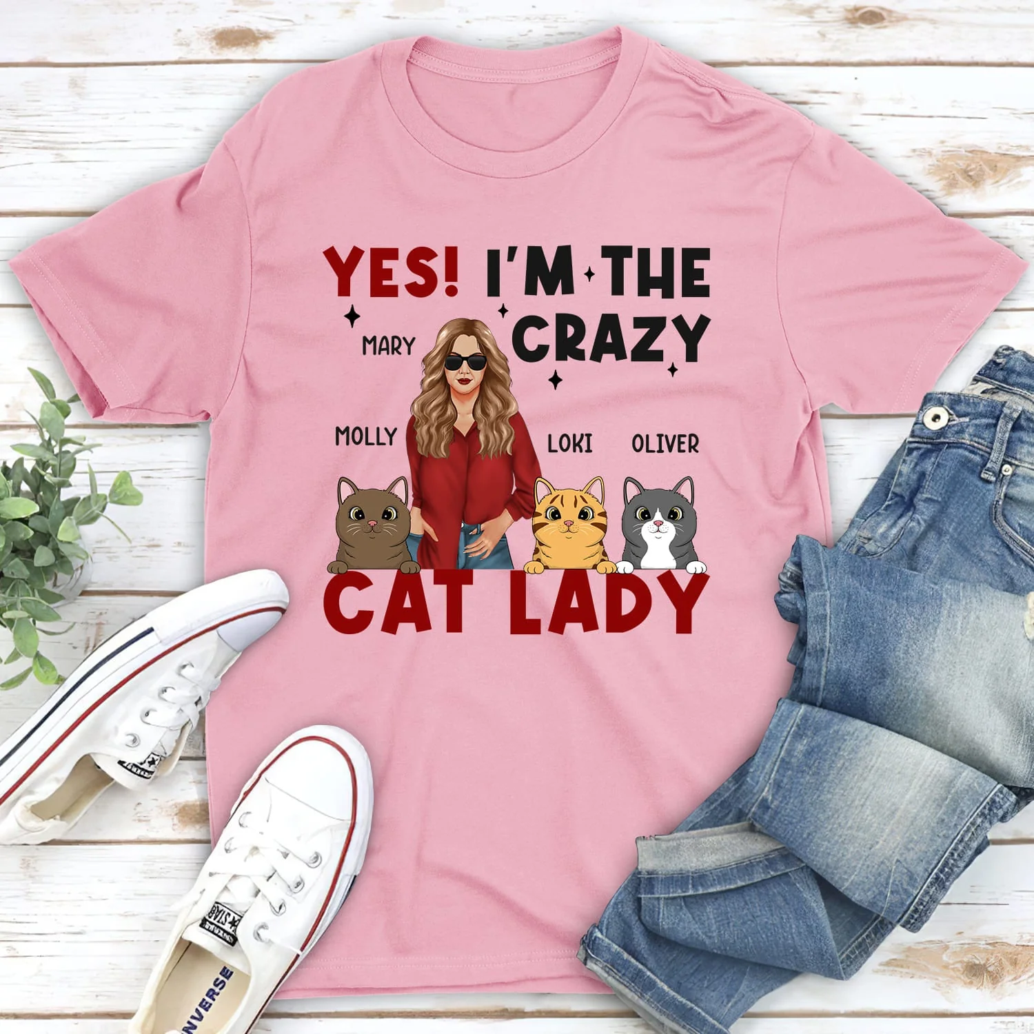 The Crazy Cat Lady - Personalized Custom Unisex T-shirt - Image 3