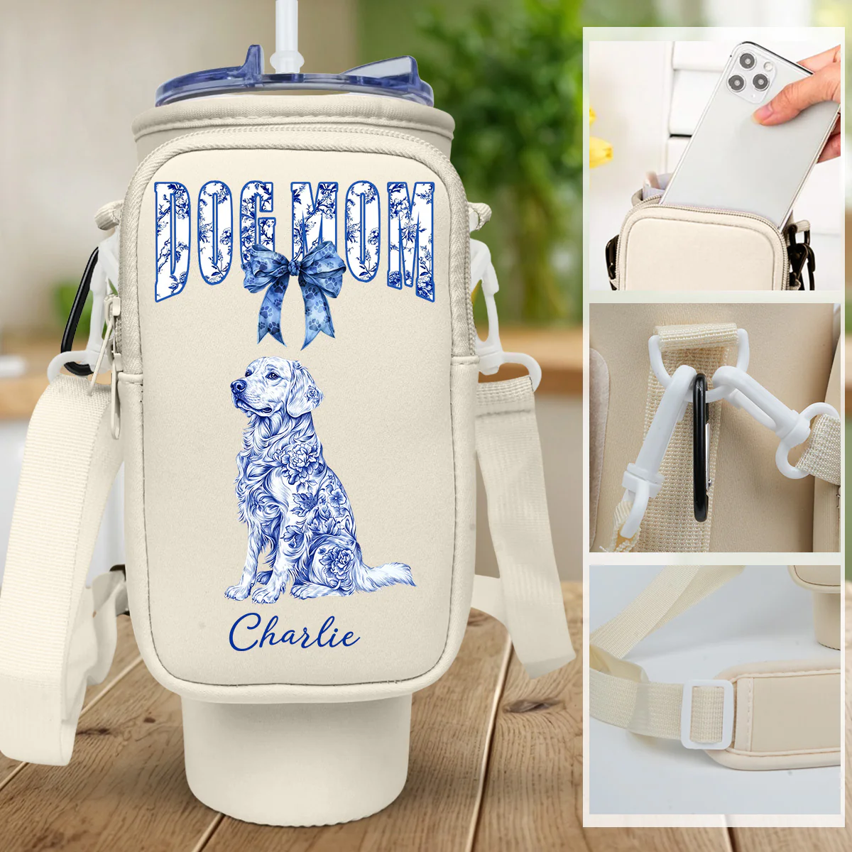 The Dog Mom - Personalized Custom Water Bottle Carrier Bag