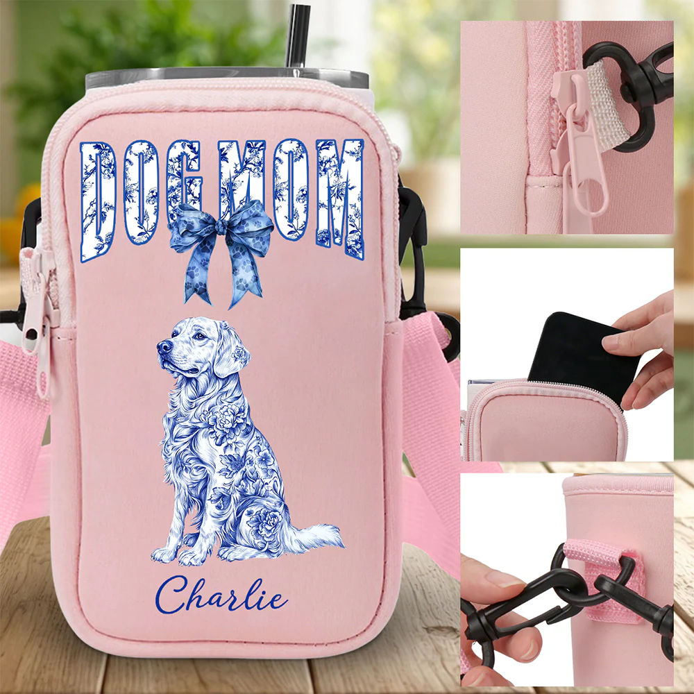 The Dog Mom - Personalized Custom Water Bottle Carrier Bag - Image 3