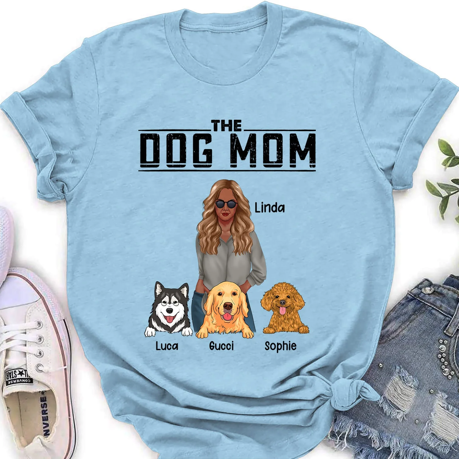 The Dog Mom - Personalized Custom Women's T-shirt - Image 3