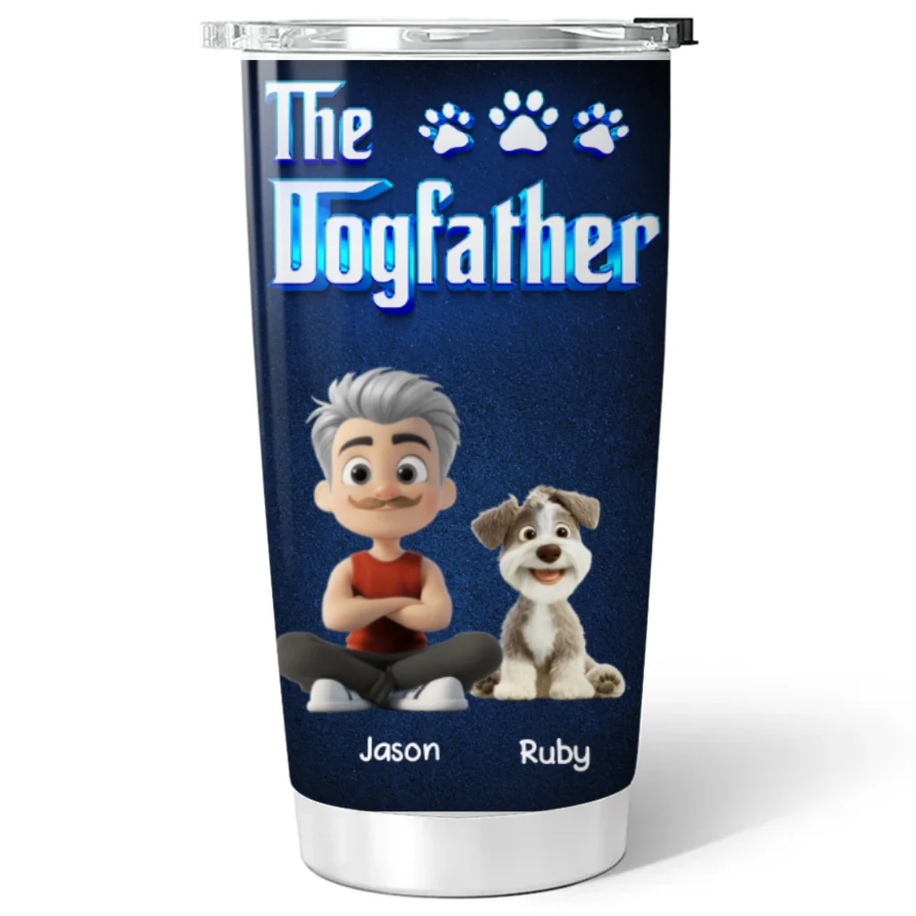 The Dogfather Cartoon - Personalized Custom Tumbler - Image 4