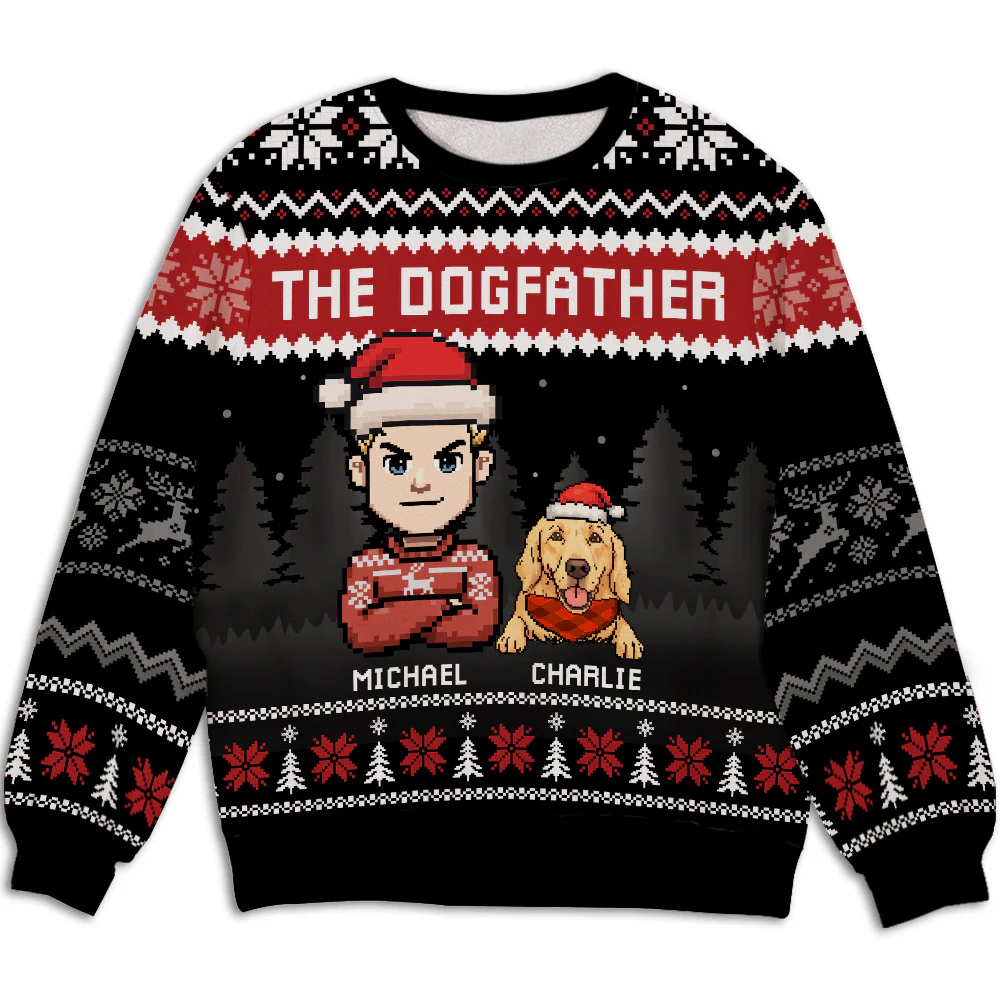 The Dogfather Christmas - Personalized Custom All-Over-Print Sweatshirt