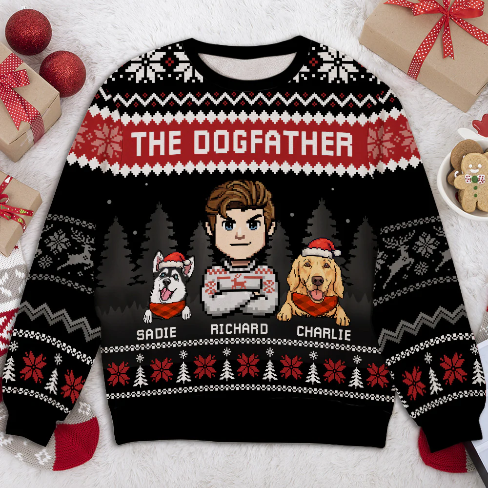 The Dogfather Christmas - Personalized Custom All-Over-Print Sweatshirt - Image 2
