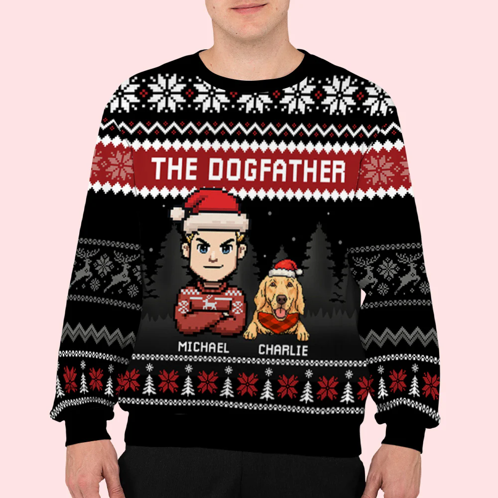 The Dogfather Christmas - Personalized Custom All-Over-Print Sweatshirt - Image 3