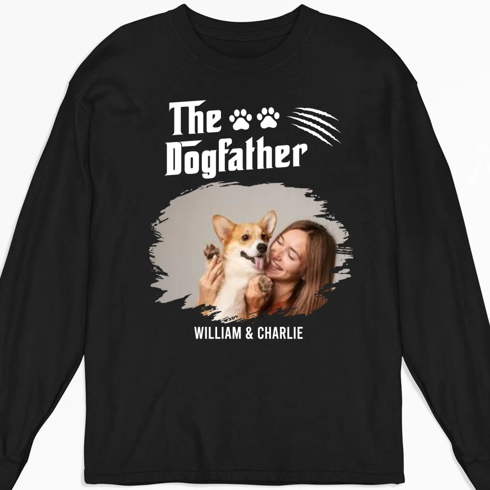 The Dogfather Photo - Personalized Custom Long Sleeve T-Shirt - Image 3