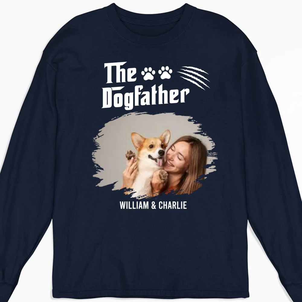 The Dogfather Photo - Personalized Custom Long Sleeve T-Shirt - Image 4